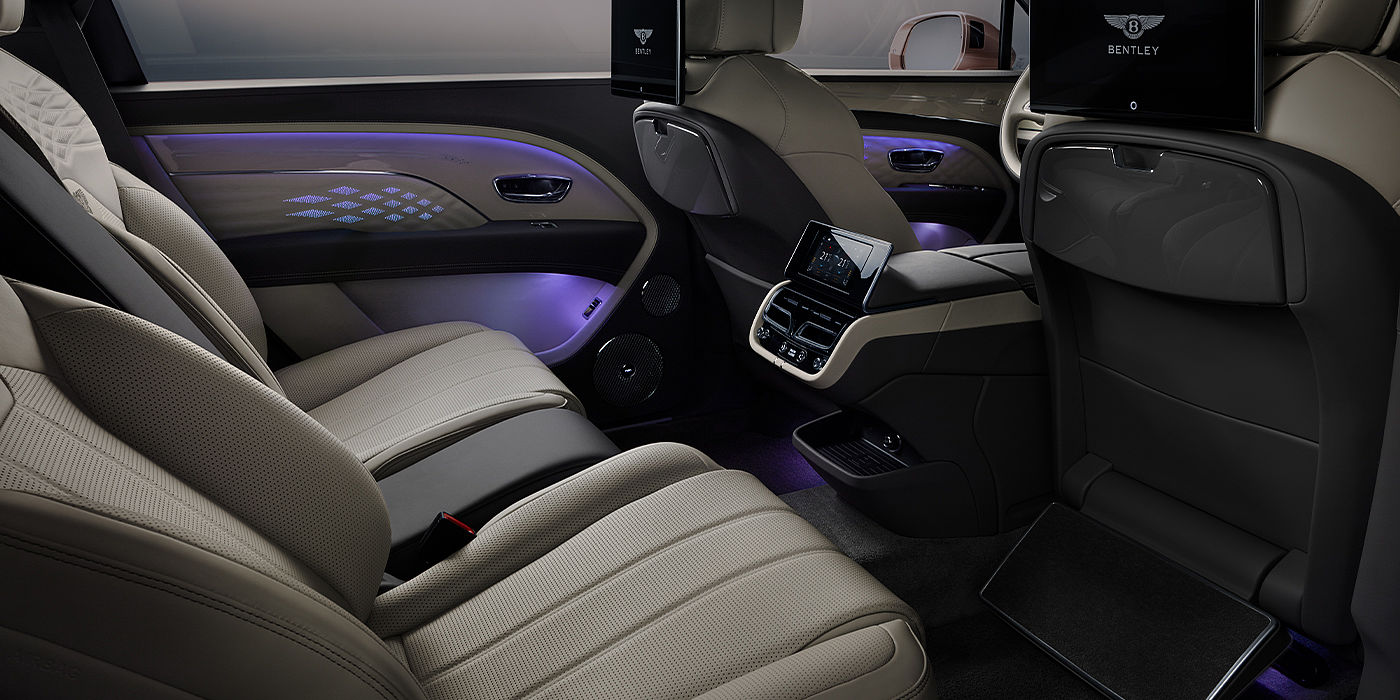 Bentley Adelaide Bentley Bentayga EWB Azure SUV rear interior with Bentley Diamond Illumination