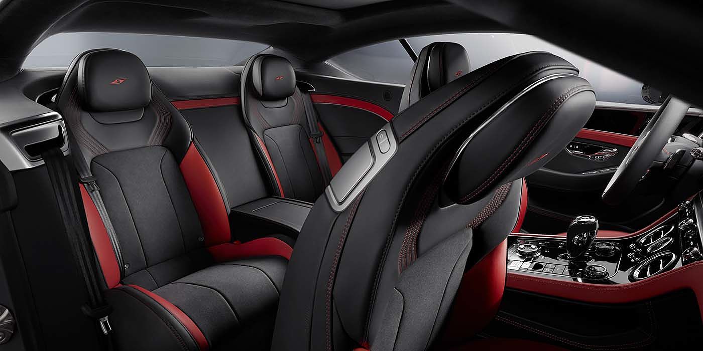 Bentley Adelaide Bentley Continental GT S coupe in Beluga black and Hotspur red hide with S emblem stitching