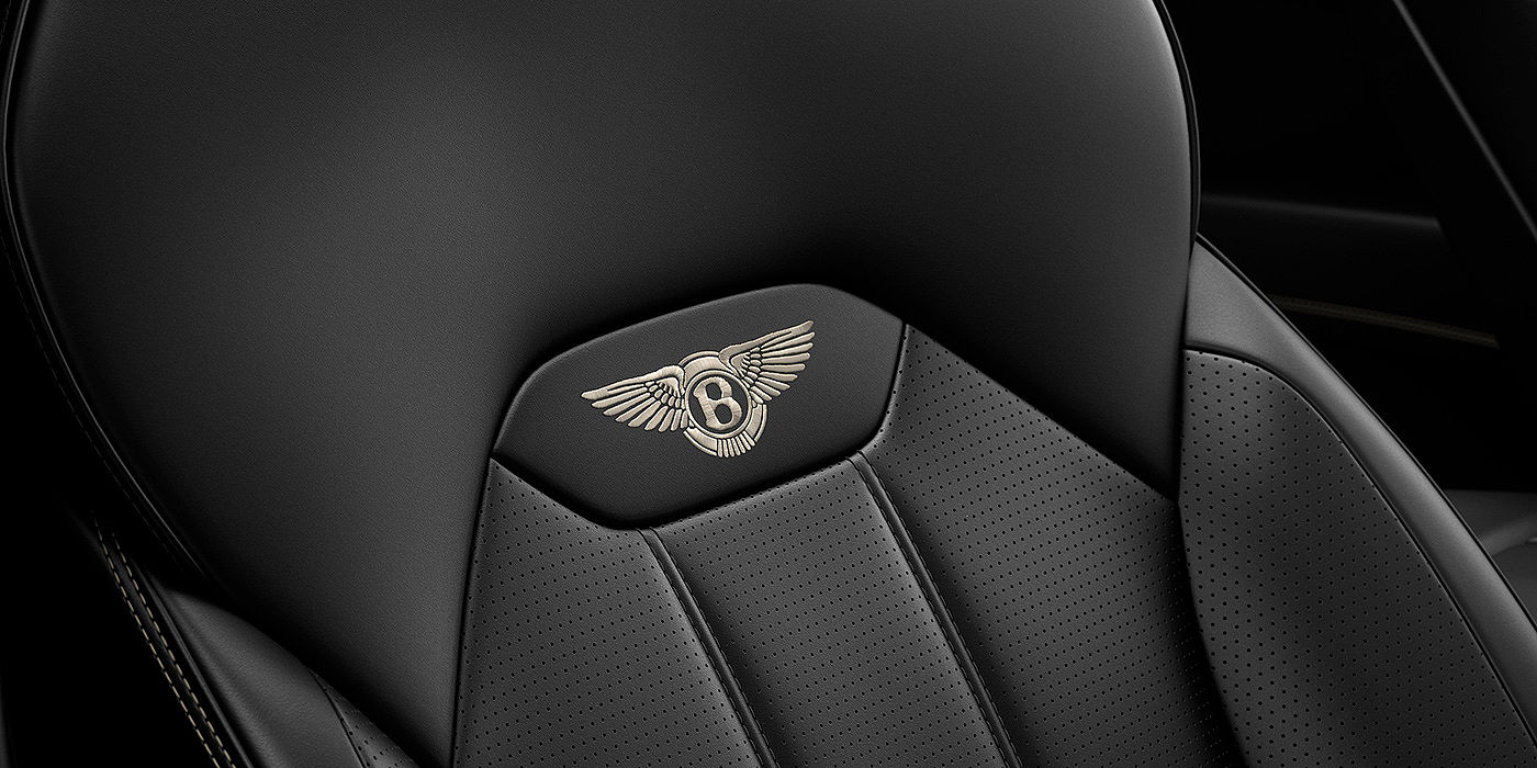 Bentley Adelaide Bentley Bentayga seat with detailed Linen coloured contrast stitching on Beluga black coloured hide.
