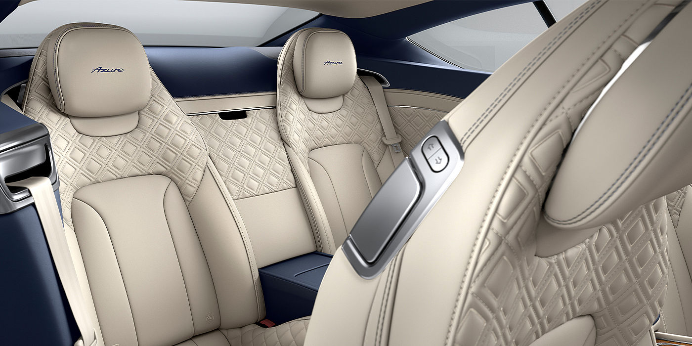 Bentley Adelaide Bentley Continental GT Azure coupe rear interior in Imperial Blue and Linen hide