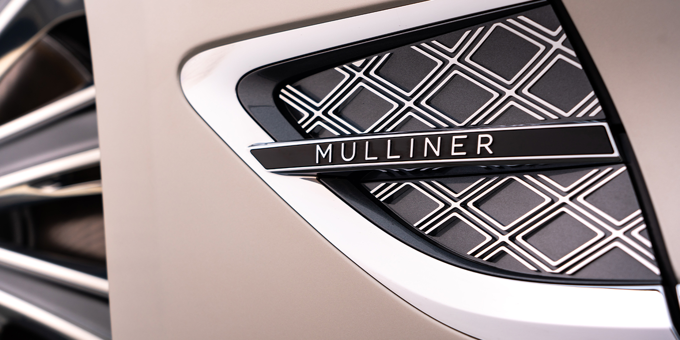 Bentley Adelaide Bentley Continental GT Mulliner coupe in White Sand paint Mulliner wing vent close up
